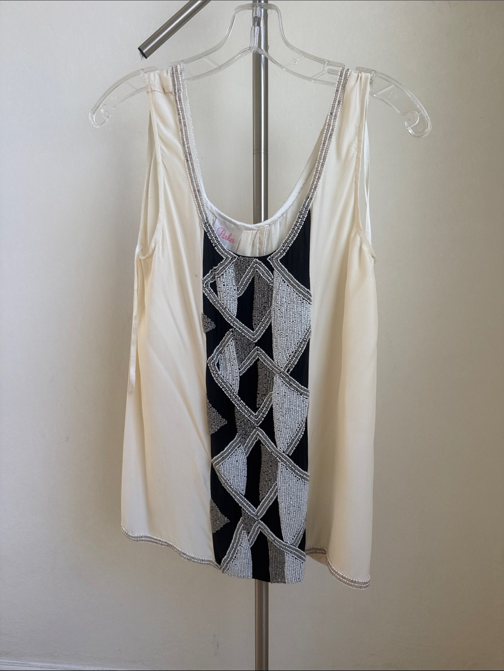 Parker Silk Tank with Beaded Design